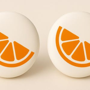 Pair of 1.5” Orange, Lemon, or Lime Fruit Drawer Knobs – White Ceramic Cabinet Pulls – Citrus Kitchen Hardware