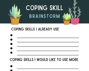 Coping Skill Worksheet Brainstorm Download kid - Trauma Therapy - CBT Worksheet - Printable Therapy Worksheet - anxiety depression worksheet