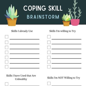 Coping Skill Worksheet Brainstorm Download - Trauma Therapy - CBT Worksheet - Printable Therapy Worksheet - Counseling