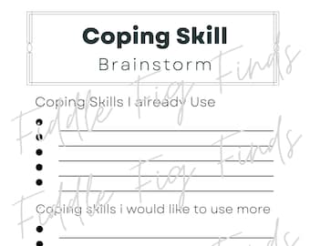 Coping Skill Worksheet Brainstorm Download - Trauma Therapy - CBT Worksheet - Printable Therapy Worksheet Plain Professional Theme