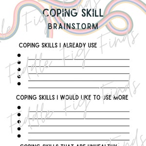Copingvaardigheid werkblad Brainstorm downloaden voor kinderen - Traumatherapie - CBT-werkblad - Afdrukbaar therapiewerkblad Regenboogstreepthema