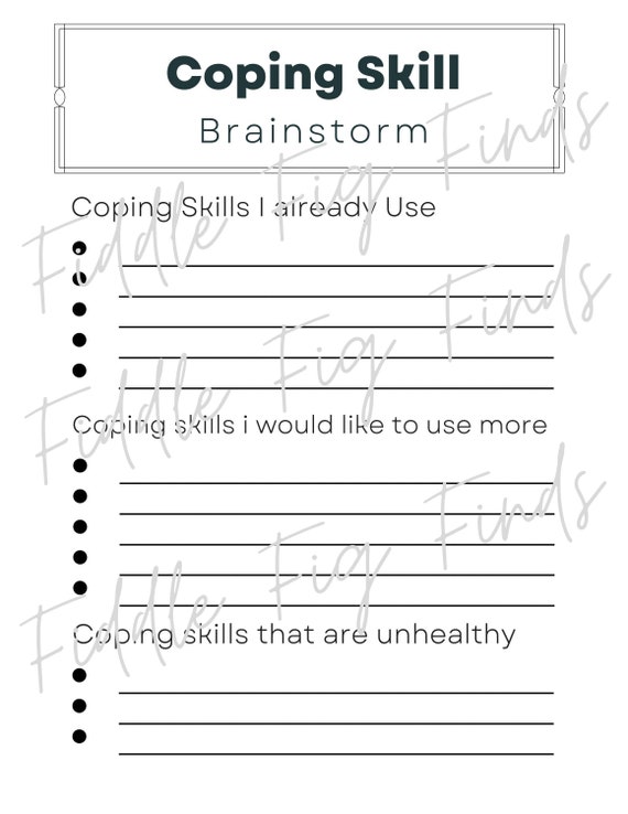Coping Skill Worksheet Brainstorm Download Trauma Therapy - Etsy