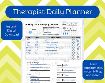 Therapist Daily Appointment Planner, therapist calendar, Daily Clinical Planning Tool, Therapist Organization, Counselor Planner