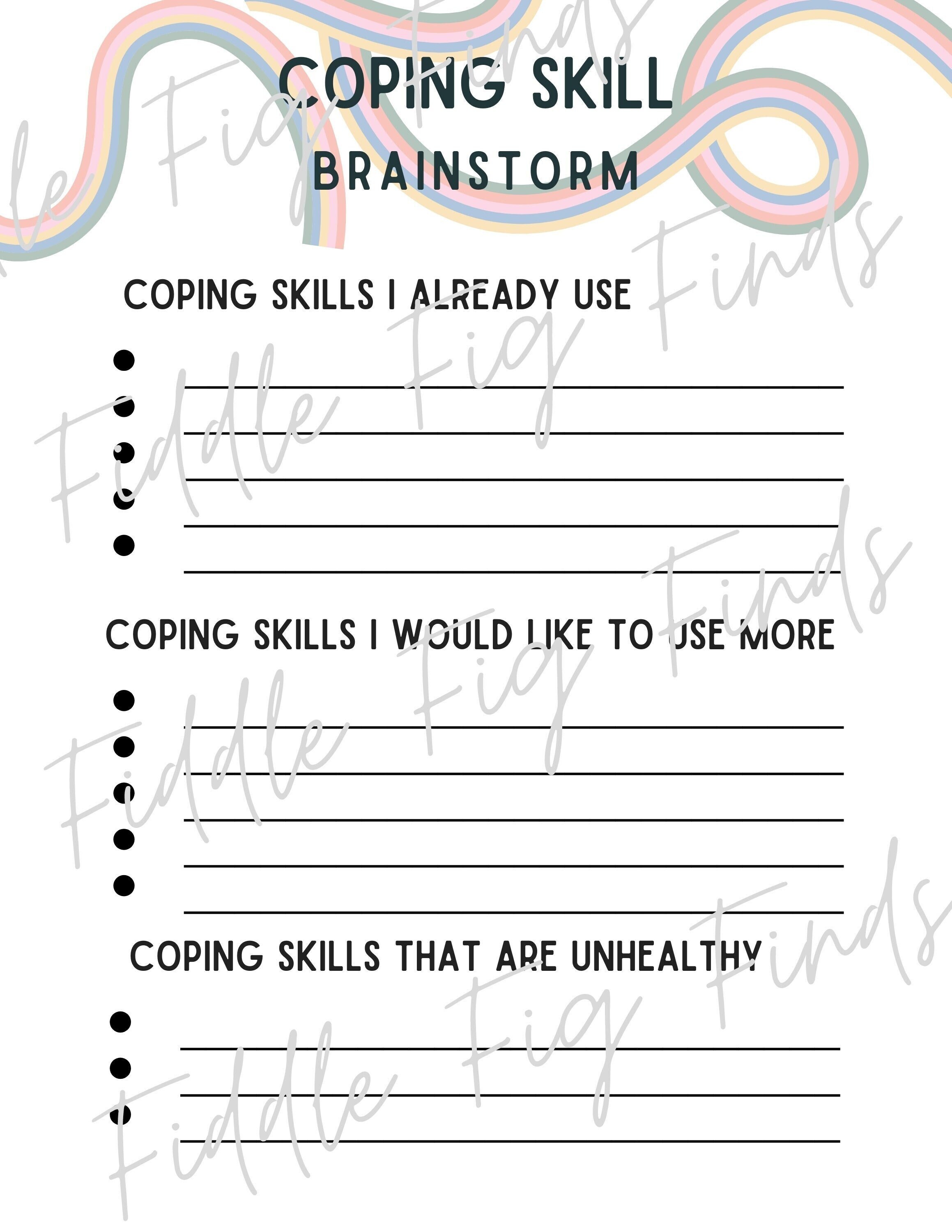 Coping Skill Worksheet Brainstorm Download for Kids Trauma Therapy CBT ...