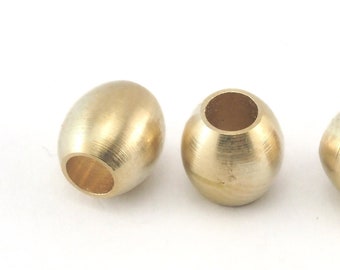 Oval shape Bead Raw Solid Brass Spacer 8x8mm  (hole 4mm ) , findings bab4 3881