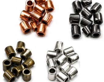 Tubos de engaste de 2 x 2 mm, diámetro interior de 1,2 mm, cuentas de engaste de calibre 17, cobre crudo, latón antiguo, tono plateado, componentes de joyería color bronce 1400