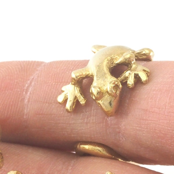 Lizard Animal Adjustable Ring Raw Brass  (20mm 10US inner size) 4229