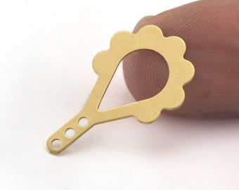 Raw Brass Charms, Floral Jewelry Findings (25x16mm) -3415