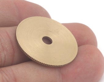 Brushed Middle Hole Round Disc 30mm Stamping blank tag shape Raw Brass 4643