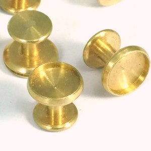 Raw Brass cufflink 9x10mm 8mm setting Brass Studs, Shirt Collar Tuxedo Stud, 1964