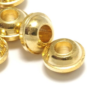 8 pcs 8x5.2mm 3.5mm hole gold plated brass round beads bab3.5 665PG image 1