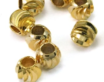 Faceted Gold plated Brass Sphere 5mm (4.2mm side) (hole 2mm )  Charms,Pendant,Findings spacer bead 1441 bab2