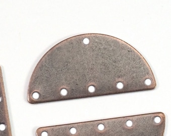 Semi Circle Blanks Copper Plated Brass Half Moon Shape 6 hole 30x15x0.8mm  pendant (1.6mm  14 gauge hole) SCS 1985-230