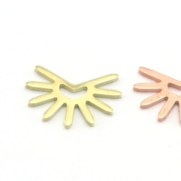 Sun Charms 15x11.5mm 1 hole Raw Copper - Brass - Brushed Brass findings R418-46