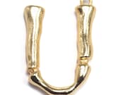 Bone shaped U initial letter Gold tone alloy alphabet letter charm, personalized necklace 40x28 mm N108
