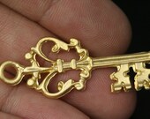 2 pcs 40 mm gold plated key alloy pendant, finding charming 918