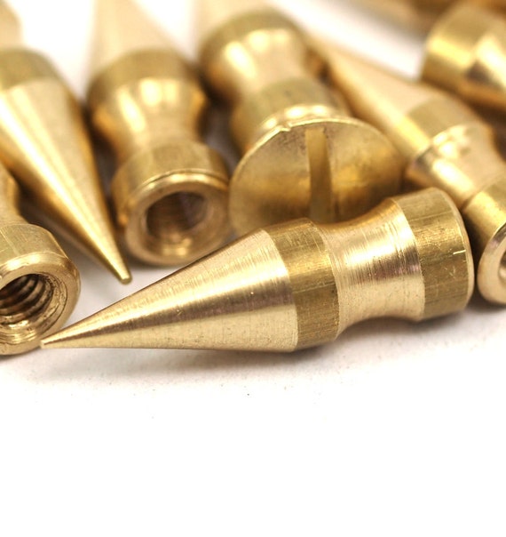 Screwback Cone Spike Raw Brass Spike 7x24mm With Brass Bolt 623 