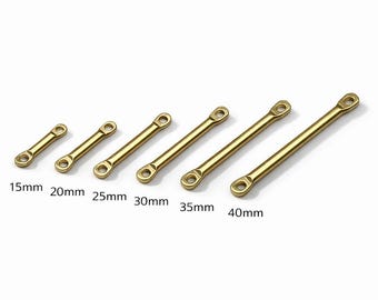 Raw Brass Bar Connector 2mm | 15-40mm Jewelry Link | 2 Hole 1.5mm | Minimal Bar Charm, Bracelet Connector, Necklace Findings -1389 tmlp