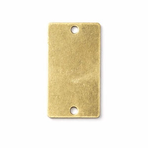 Custom Laser Engraved Brass Rectangle Tag 15x25mm, Personalized Name Plate, 2 Hole Connector, 0.8mm Thick, Jewelry Making 1205RC-63
