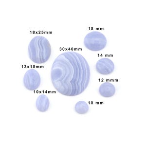 Natural Blue Lace Agate Oval or Round Cabochon - no hole - Flat Back