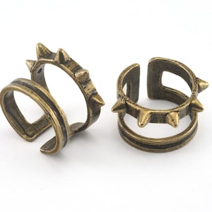 Little Spikes Ring Adjustable Antique Bronze Plated Brass (16.5mm 6US inner size) OZ2473