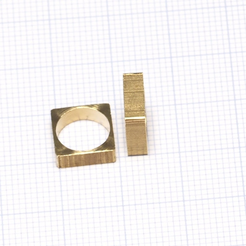 9mm 2364 hole Raw Brass square pendant 10x3,5mm 1327R