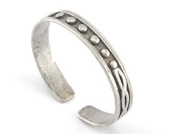 Cuff Bracelet Antique Silver Plated Brass  (55-70mm inner size - Adjustable ) 3950