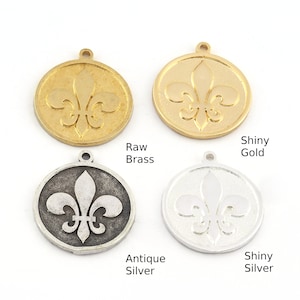 Fleur de Lis Charm-hänge, Mässing, Silver, Guld (22 x 19 mm) -5384