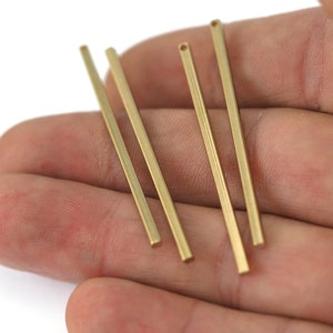 Square bar raw brass 2x45mm 1 hole  &quot;Hole inner: 1.25mm&quot; findings pendant  sbl 2236