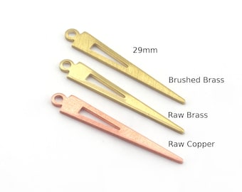 Triangle raw brass - Copper - Brushed 29x4.5mm 1 hole charms findings 4891-40