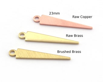 Triangle raw brass - Copper - Brushed 23x4.5mm 1 hole charms findings 4894-40