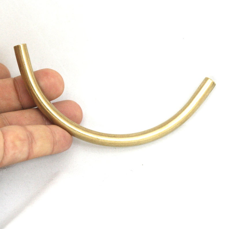 Curved Tube Raw Brass 110x7mm hole 5mm Industrial Brass Etsy