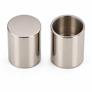 Silver tone cylindrical leather cord caps with smooth finish for DIY jewelry projects