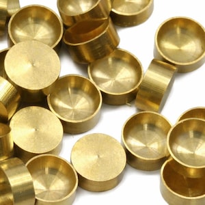 真鍮製ラウンドベゼルカップ 150個 (4mm、5mm、6mm)、平底カボションセッティング、小型真鍮カップトレイ、ジュエリー製作用品