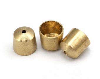 Terminal de cordón de latón crudo de 8 x 8 mm, diámetro interior de 7 mm, con borla, extremo de cordón de cuero, accesorios de joyería de latón ENC7 1735