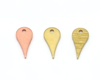 Map Sign Drops  15x5.5mm Copper - Raw Brushed brass 1 holes charms findings 4656