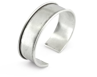 Bangle armband blanco, antiek verzilverd messing, manchet verstelbaar 20 mm Raf2-2 - BRC