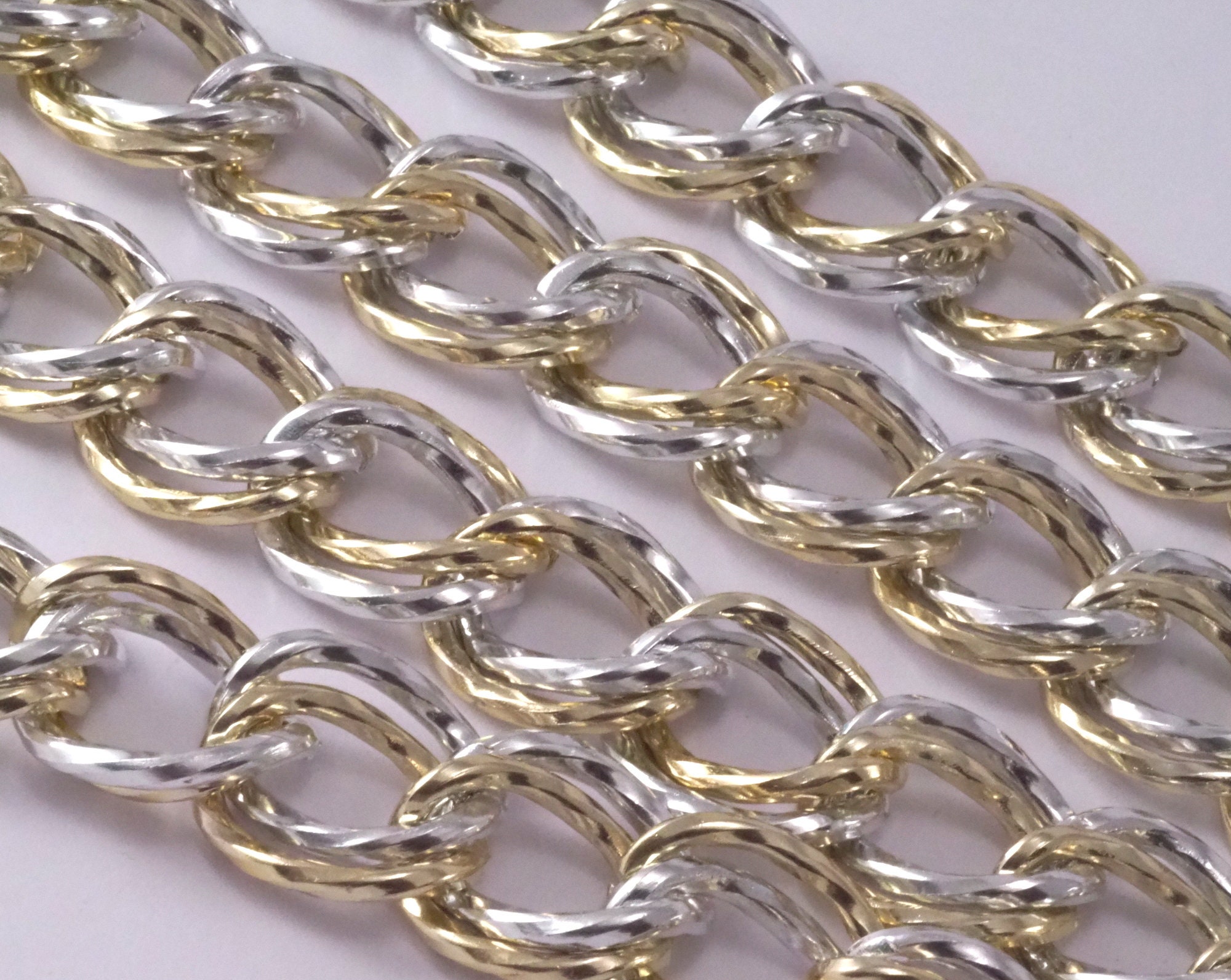 1 Mt 3,3 Feet Aluminum Silver and Gold Chain 20mm Gold Anodized LAV2-7 ...