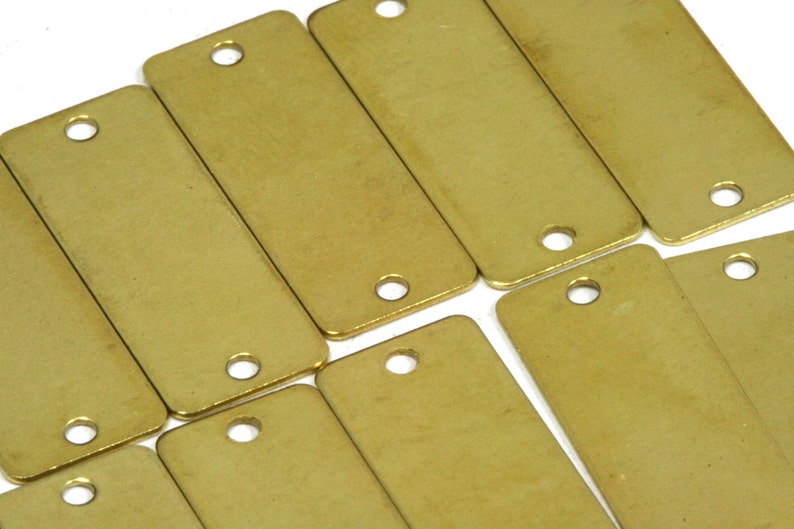 Rectangle tag 2 hole connector 60 pcs 8x20mm raw brass charms ,raw brass findings 161R-36 image 2