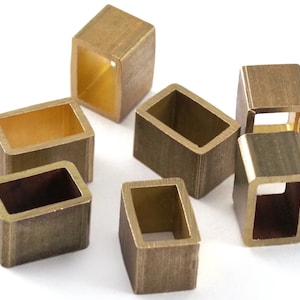 rectangle bead spacer L28 raw brass 8x12x8mm 0,314&quot;x0,47&quot;x0,314  finding industrial design raw brass pendant bab6