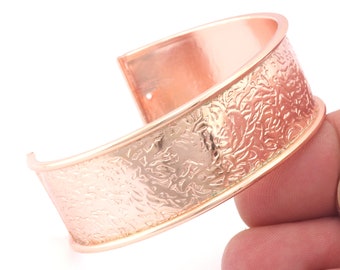 Branch Bangle Bracelet Rose gold plated brass textured  adjustable 20x60mm supplies findings Raf2 - BRC