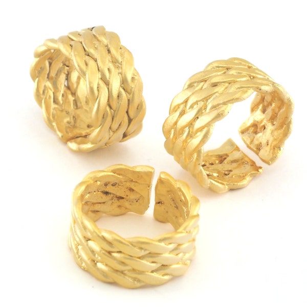 Swirl Adjustable Ring - Matte Gold plated Brass (17-19.5mm 6.5-9.5US inner size) OZ3952