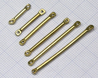 Raw brass bar connector 2mm bar 15 - 20 - 25 - 30 - 35 - 40mm (1.5mm 15 gauge hole) charms ,findings 1389 tmlp