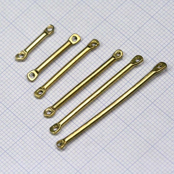 Raw brass bar connector 2mm bar 15 - 20 - 25 - 30 - 35 - 40mm (1.5mm 15 gauge hole) charms ,findings 1389 tmlp