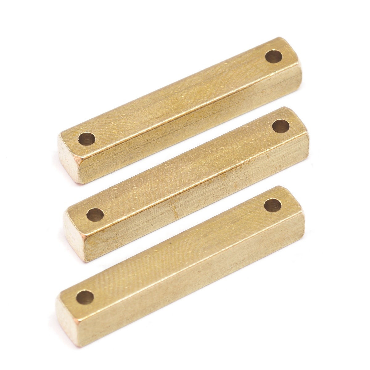 Raw brass bar connector square stamping 5x40mm 2 hole square rod sbl550-244