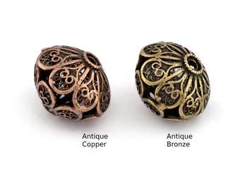 Flower Spheroid Sphere Ball  Spacer Beads, Connector Brass Antique Copper, Antique Bronze Plated  23x18mm  bab2 S423