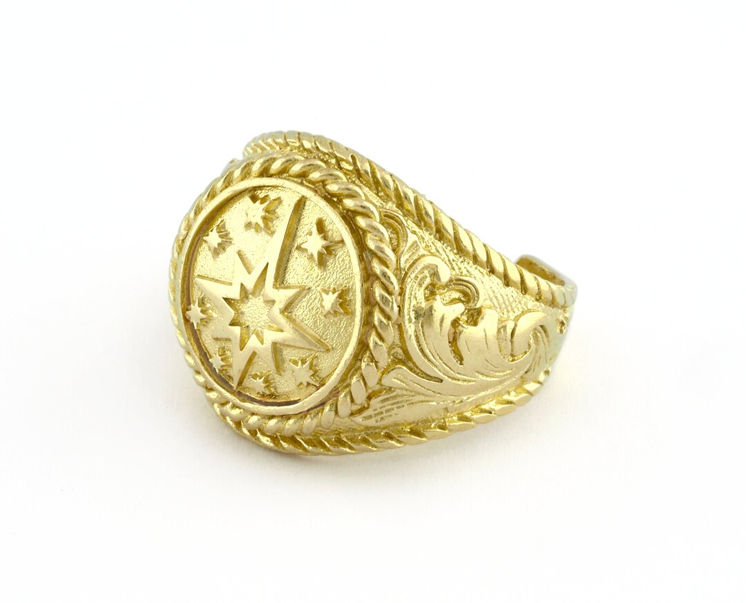 North Star Ring Raw Brass (9US - 12US Inner Size Adjustable ) 3204 - Etsy