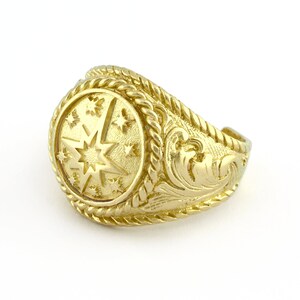 North Star Ring Raw Brass  (9US - 12US inner size Adjustable ) 3204