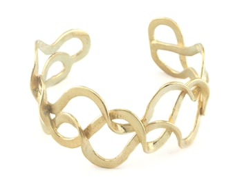 Swirl Cuff Adjustable Bracelet Raw Brass (55mm inner size ) 4030