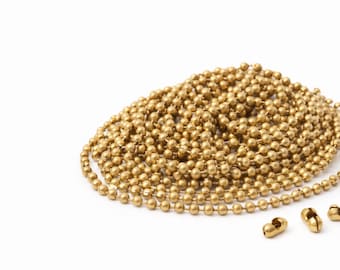 Raw Brass Ball Chain 2.4mm – Unplated Brass Bead Chain – Bulk Jewelry Chain – Antique Style Metal Chain – DIY Jewelry Supply z050 - 1826